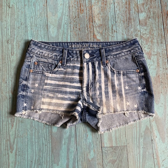 AEO 🇺🇸 stars and stripes jean shorts 4 - Picture 1 of 6